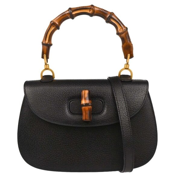 Gucci Black Bamboo 2way Handbag - Picture 1 of 11